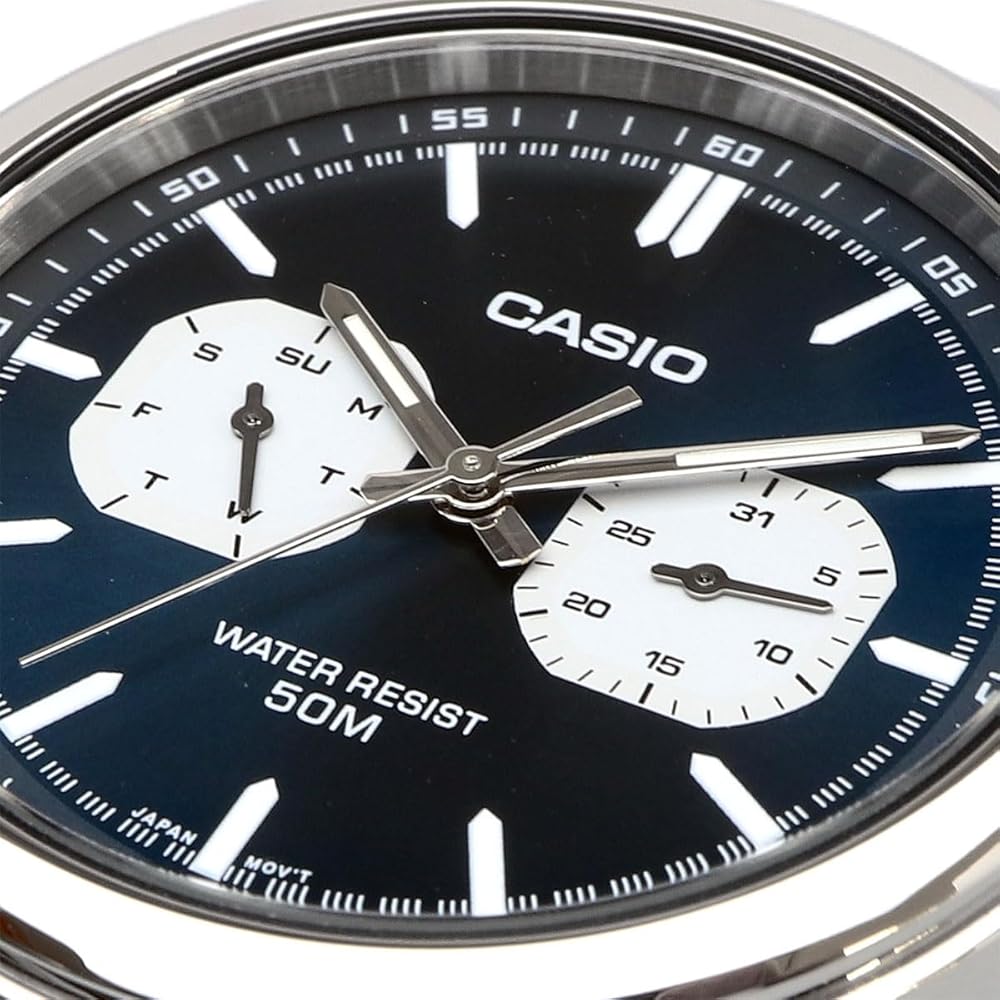 Casio Standard Quartz Men's Watch MTP-E335D-2E1V Multi-Calendar Silver Blue Overseas Model