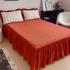 new solid color double-sided milk fleece bed skirt single piece no pillowcase winter flower household bed skirt