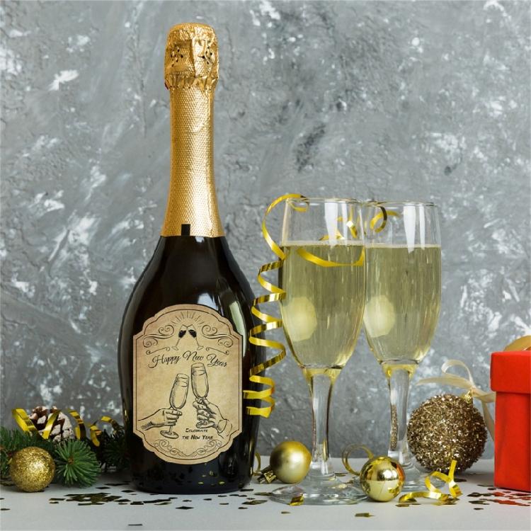 Confezione da 12 Pezzi Adesivi Decorativi per Bottiglie di Vino Vintage Felice Anno Nuovo Etichette Adesive per Bottiglie per Identificazione Varietà di Vino