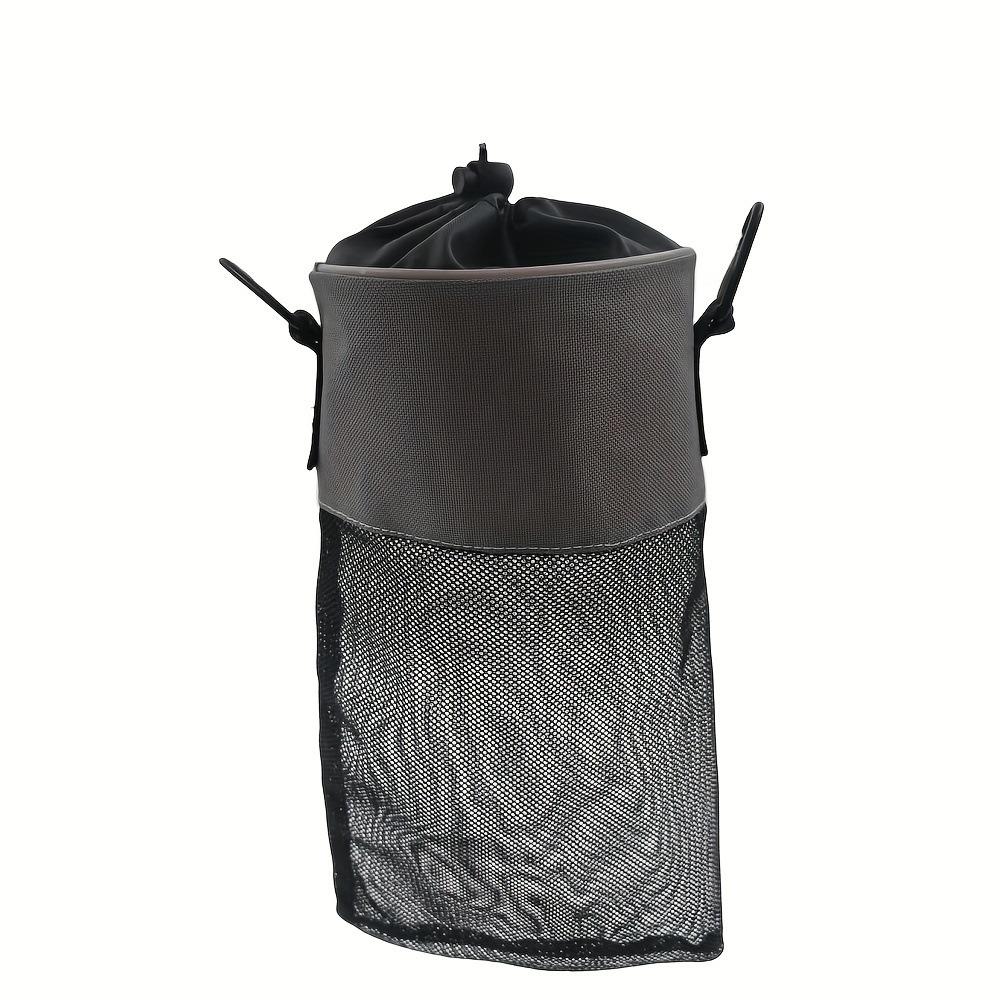 Drawstring Closure Beach Bag Portable Hanging Grid Bag Clothespin Storage Bag  Laundry Room Black