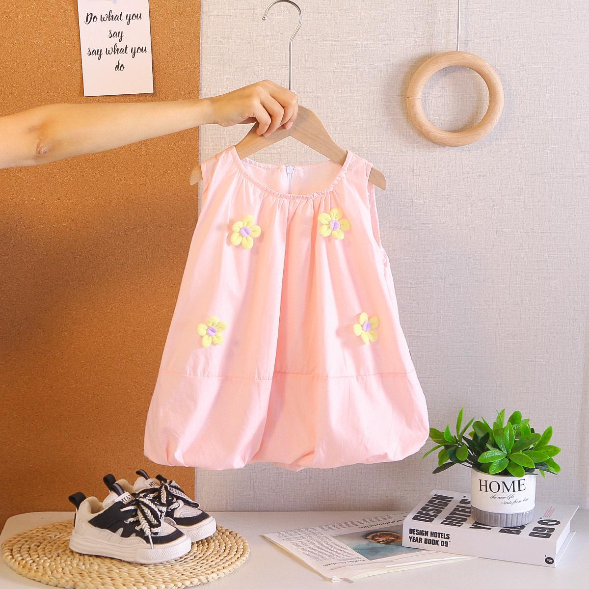 

Girls Summer 2026 Princess Dress with 3D Flower Skirt 5 sets (order in multiples of 5) рожевий