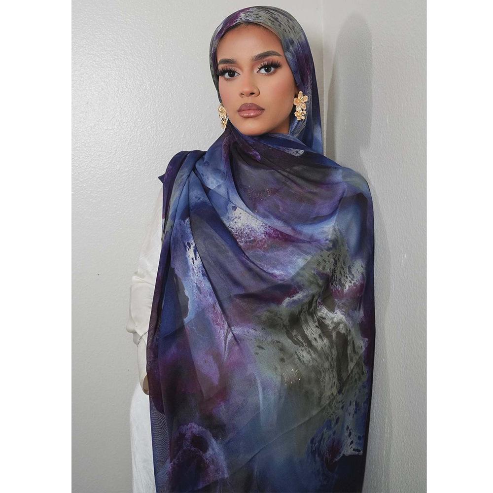 Women's High-End Lightweight Silk Print Scarf - Fashionable Cross-Border Design