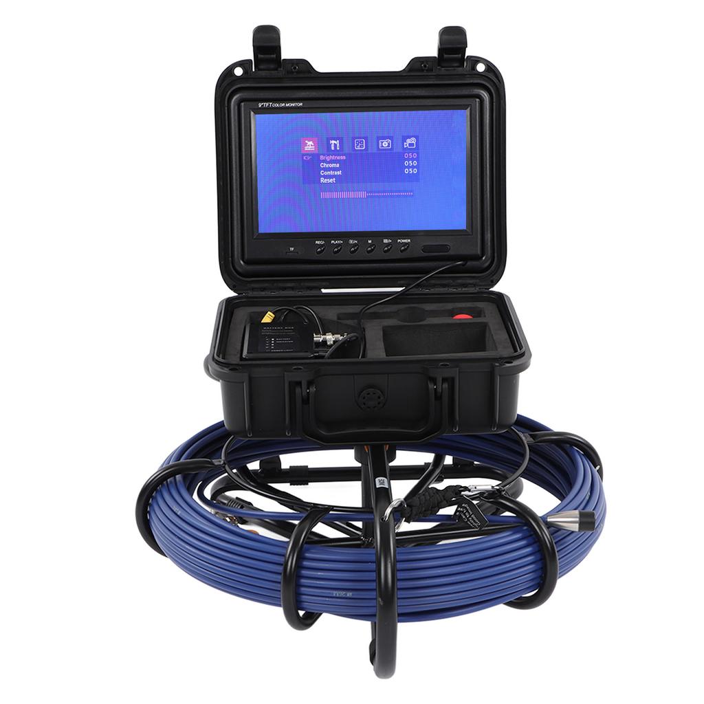 9in Sewer Camera HD Flexible LCD Display Pipe Inspection Camera with LED Lights for Pipelines Wastewater System DC 12V