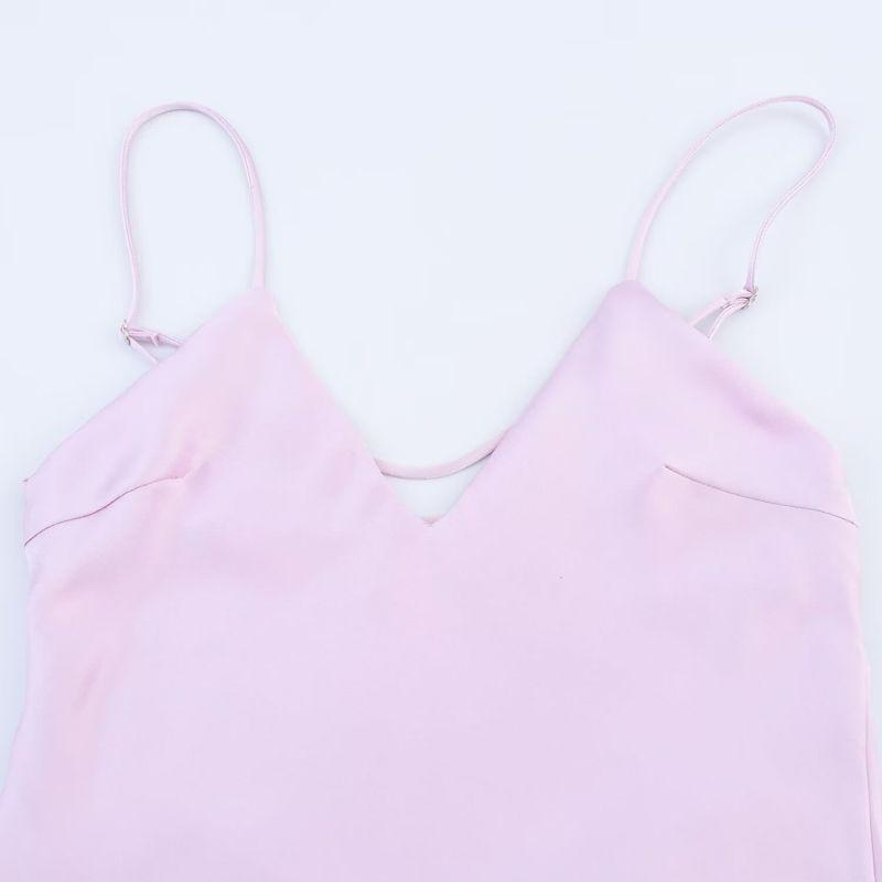 Kaslead New Women clothes Western Style Fashion Slim fit Silk Satin Texture Midi Dress 3248331