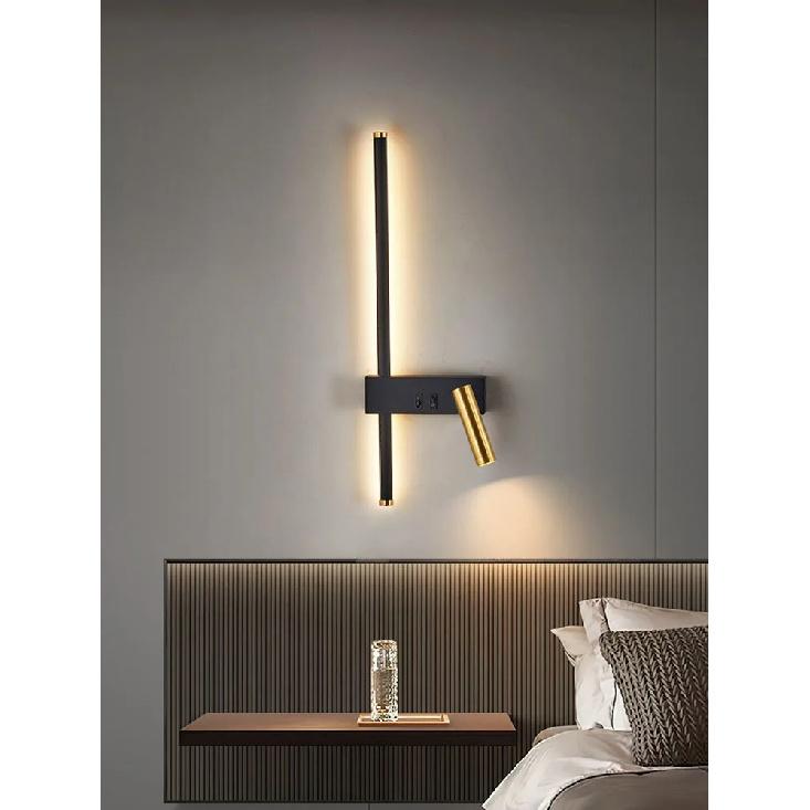 New Reading With Switch Minimalist Wall Lamps Bedroom Bedside Strip Lights Nordic 2023 Master Bedroom Line Background Wall Lamps