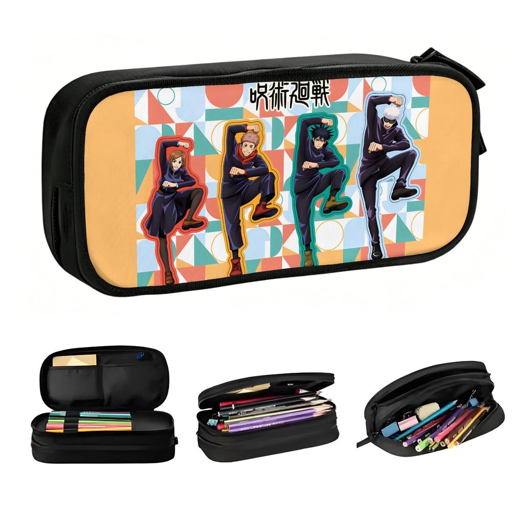 Cute Jujutsu Kaisen Satoru Gojo Pencil Cases for Girls Boys Yuji Itadori Megumi Fushiguro Large Storage Pen Bag Box Stationery