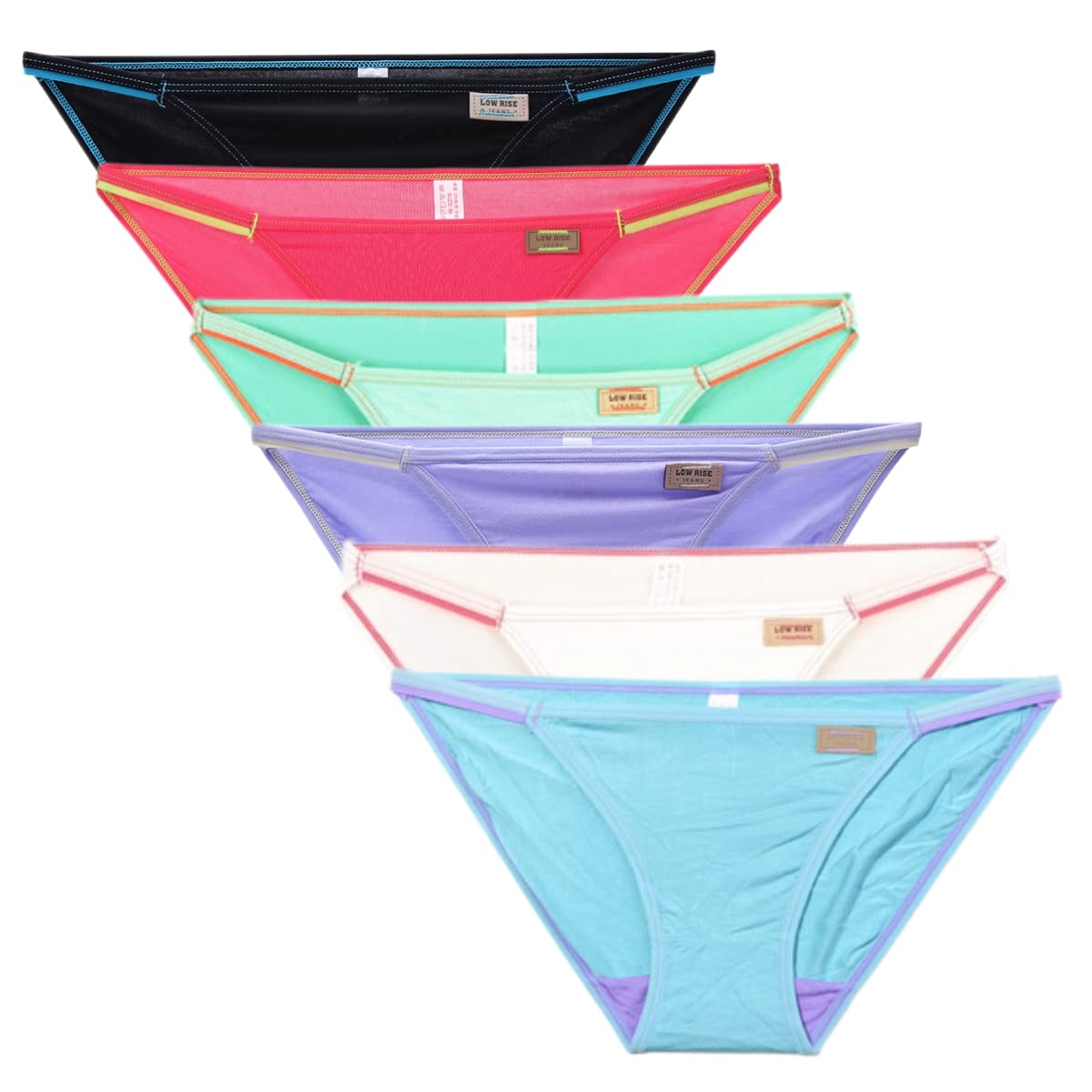 

Tonbobo Модальный Свободный Однотонный Сексуальное Нижнее Белье Женские Трусики с Низкой Посадкой, Посадка, Бикини/Танга Высокий Вырез, Цвет, (Упаковка из 6 штук)