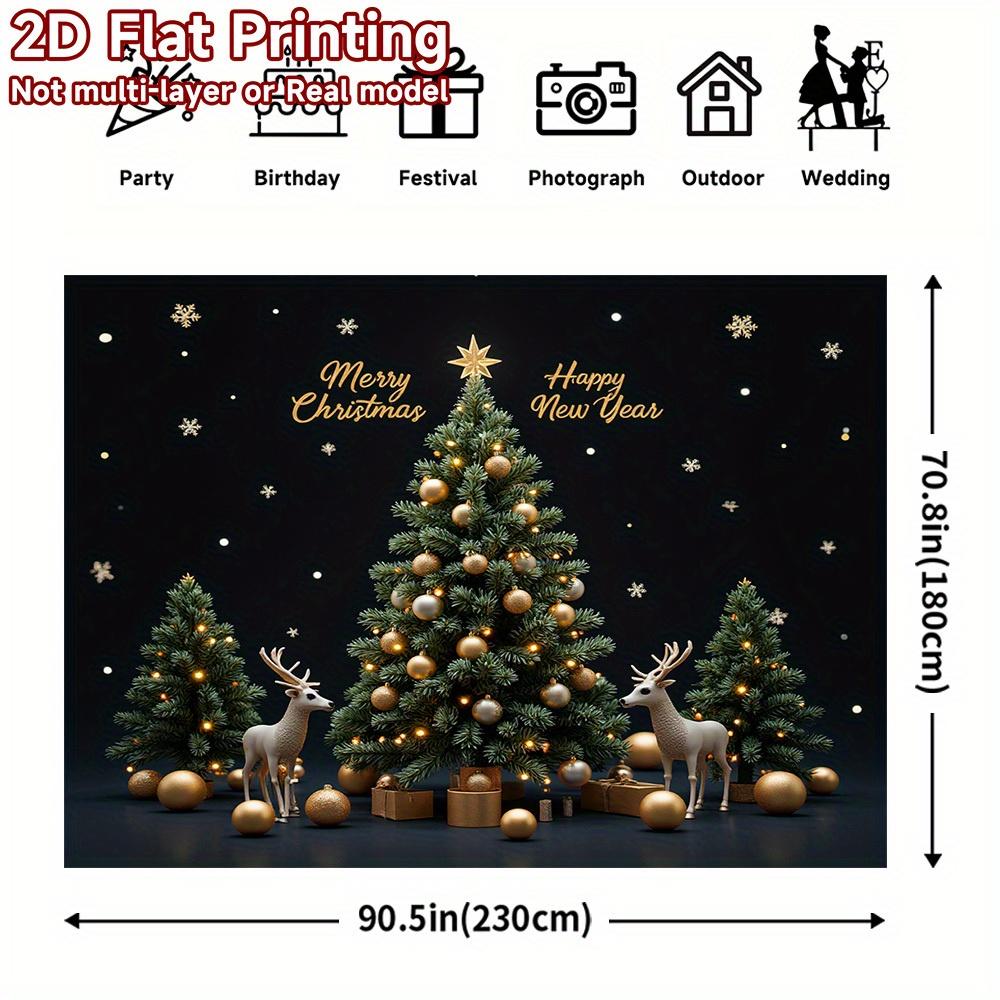 1Pcs Merry Christmas Golden Deer Tree Stars Decoration Background Xmas Backdrop Decorations For Photo Studio Photo Booth Party