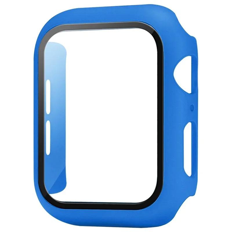Tempered Glass+Cover For Apple Watch Case Series 9 8 7 6 5 se Screen Protector Film For IWatch 45mm 44mm 40mm 41mm Accessories
