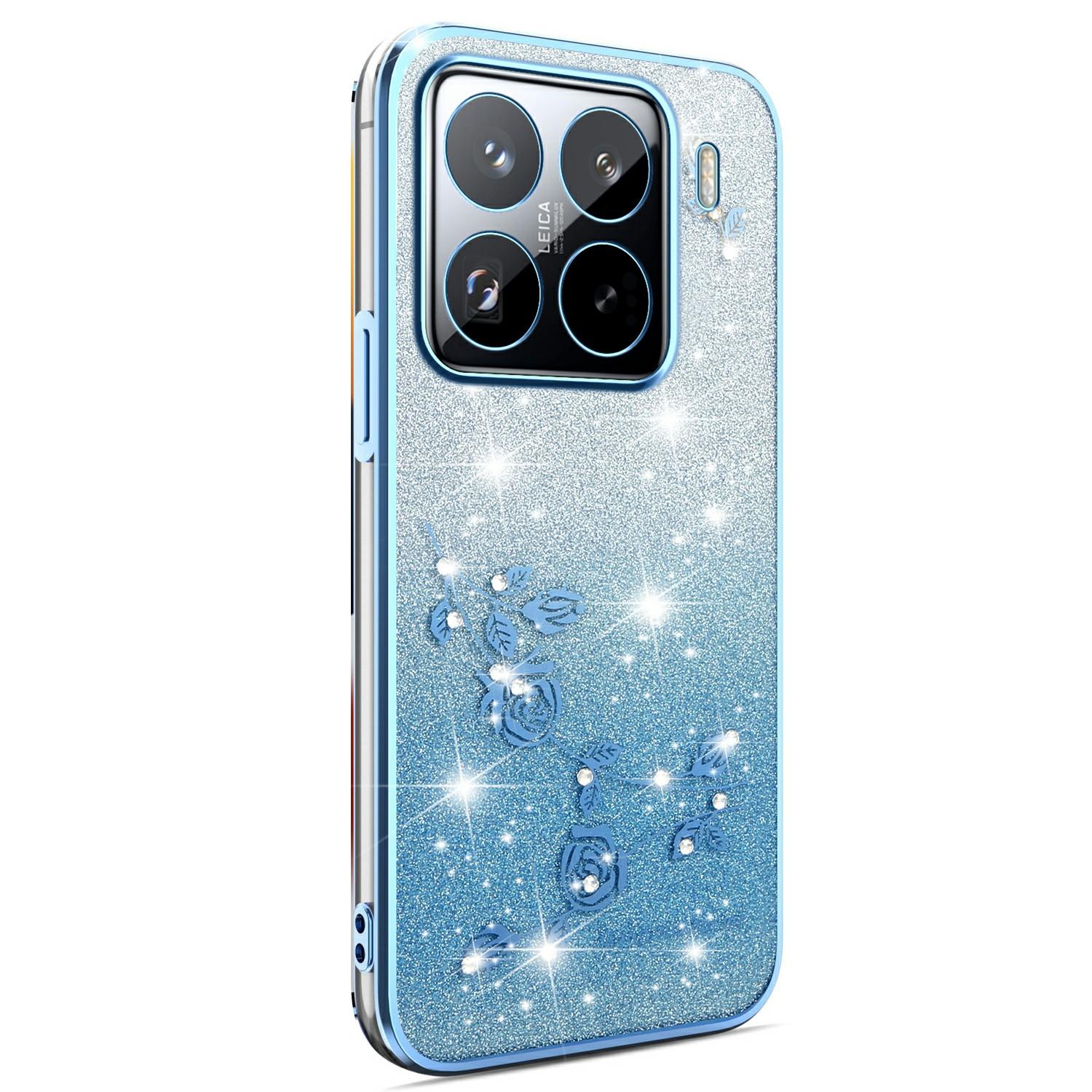 

KADEM For Xiaomi 15S Pro Case Flower TPU Flexible Gradient Phone Cover Blue