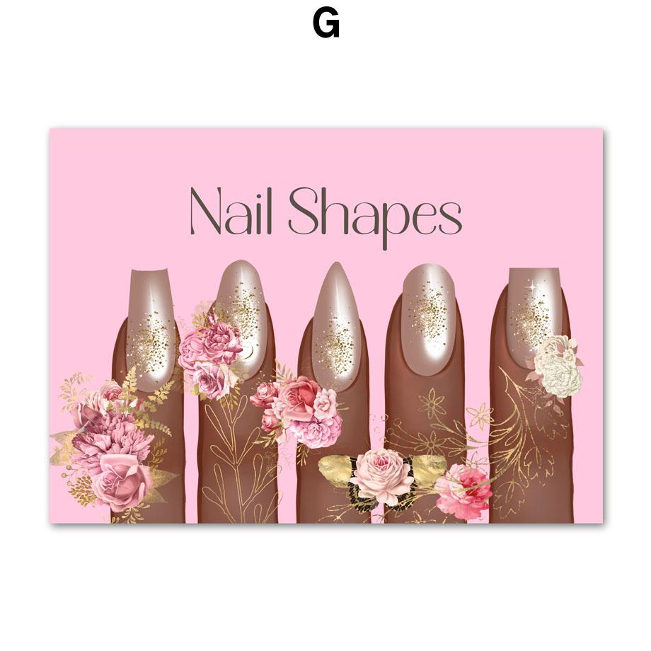 Nail Shapes Girl Hands Flower Nordic Posters And Prints Wall Art Canvas Painting Decor Pictures For Manicure Beauty Salon Room