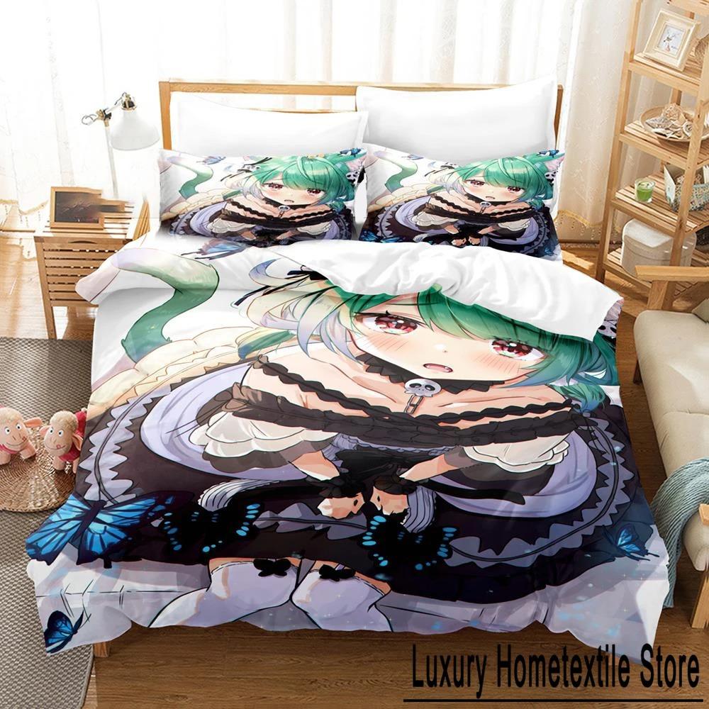 3D Printed Uruha Rushia Hololive Butterfly Girl Bedding Set Boys Girls Twin Queen Size Duvet Cover Pillowcase Bed Kids Adult