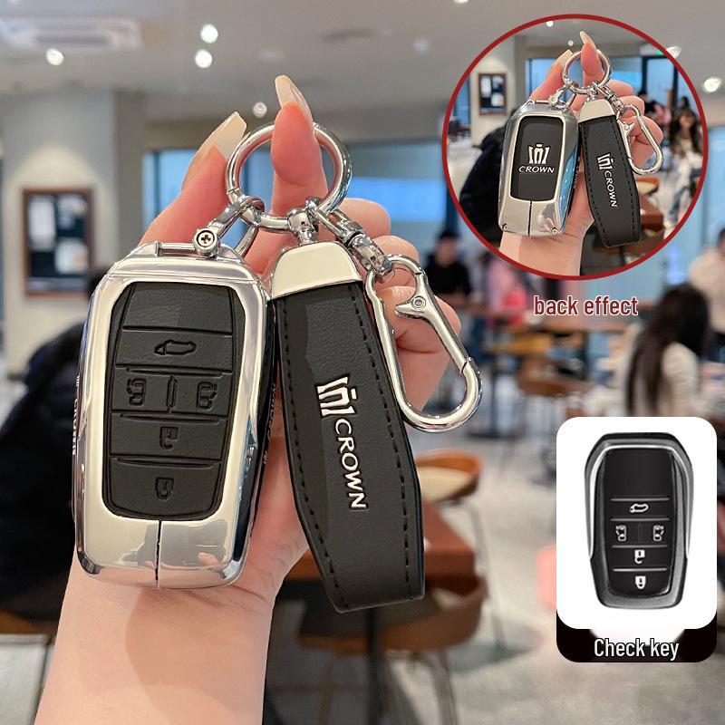 Premium Metal & Leather Key Case for 14th Gen Toyota Crown