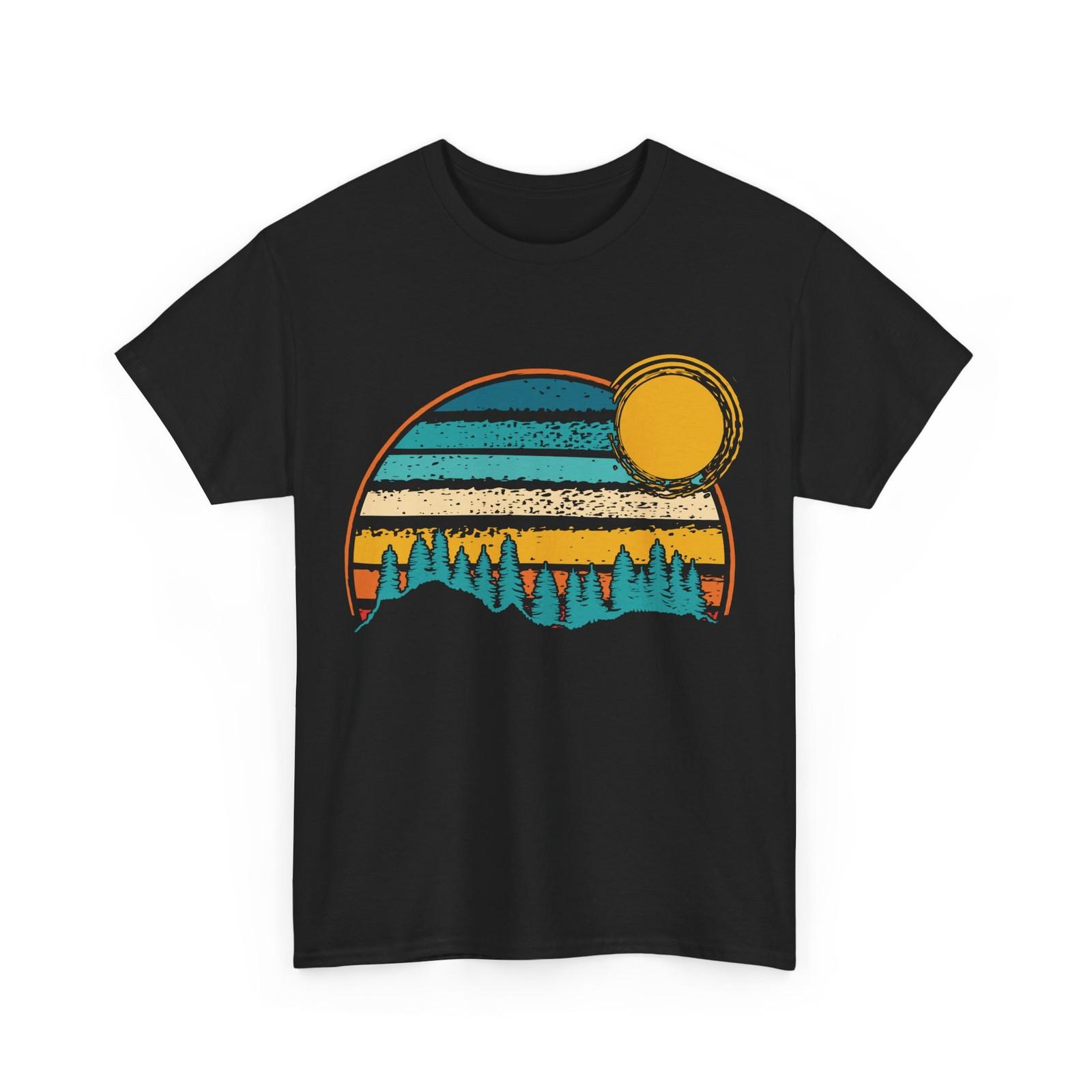 Mountain Nature T-Shirt, Wildlife Nature Lovers Sunset Camping Men Shirt M