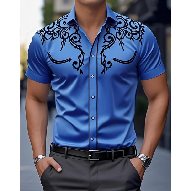Men's Western Style Shirt Vintage Clothes Denim Cowboy 3d Print Country Shirt Men Women Fashion Short Sleeve Casual