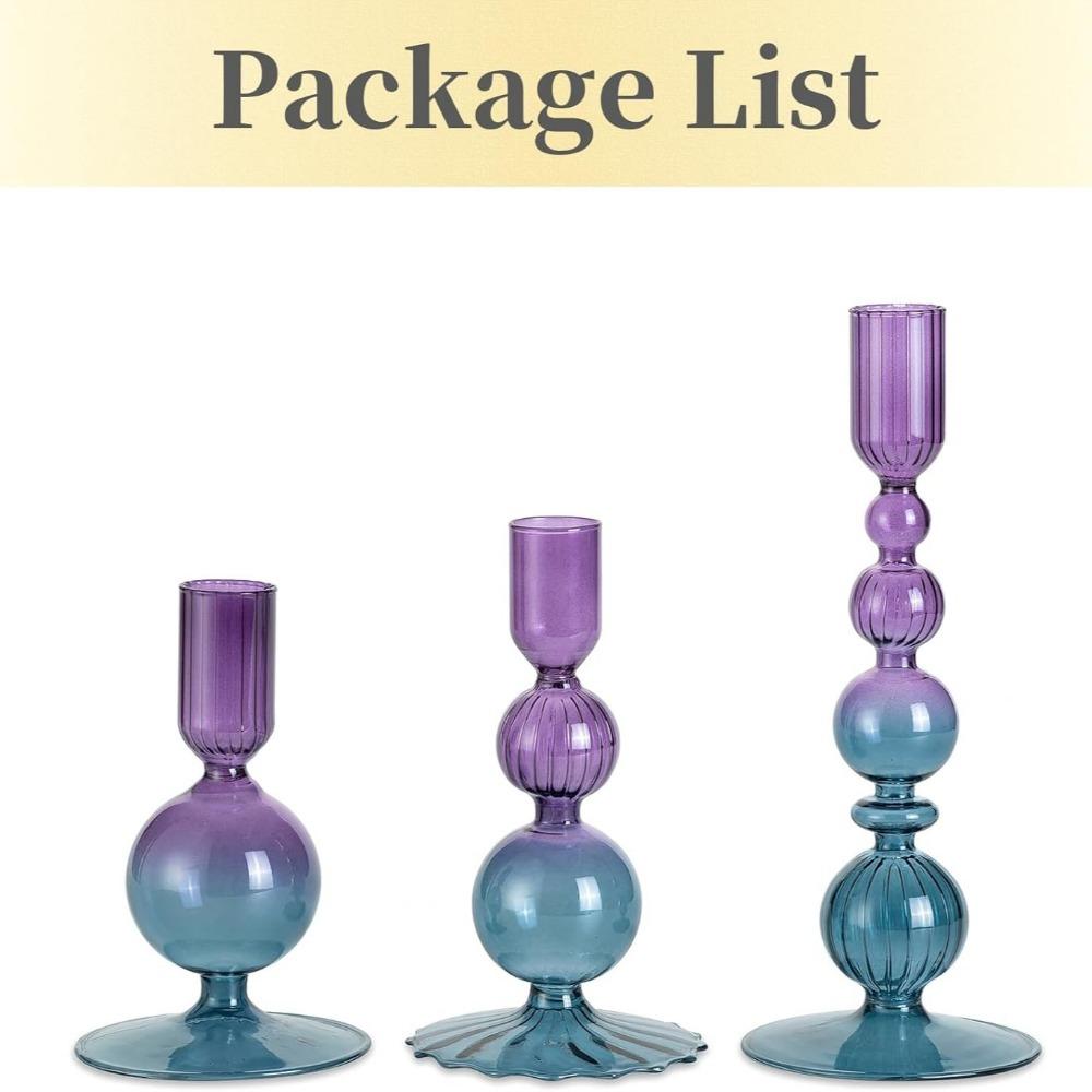3Pc/Set Glass Candle Holders Flower Vase Candlestick for Home Wedding Table Centerpiece Decoration