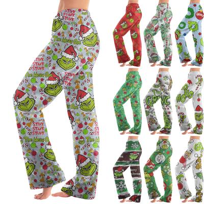 Women  Winter Print Pants Full Length Long Trousers Sports Pants