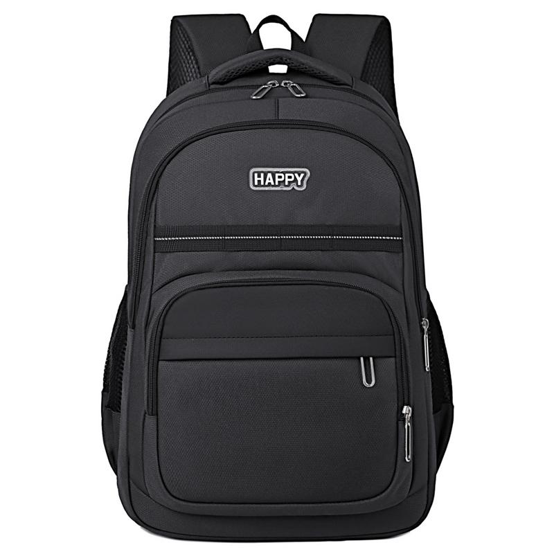 Unisex Minimalist School Backpack - Multi-Layer Pocket Design for Business Travel & Student Life чёрный