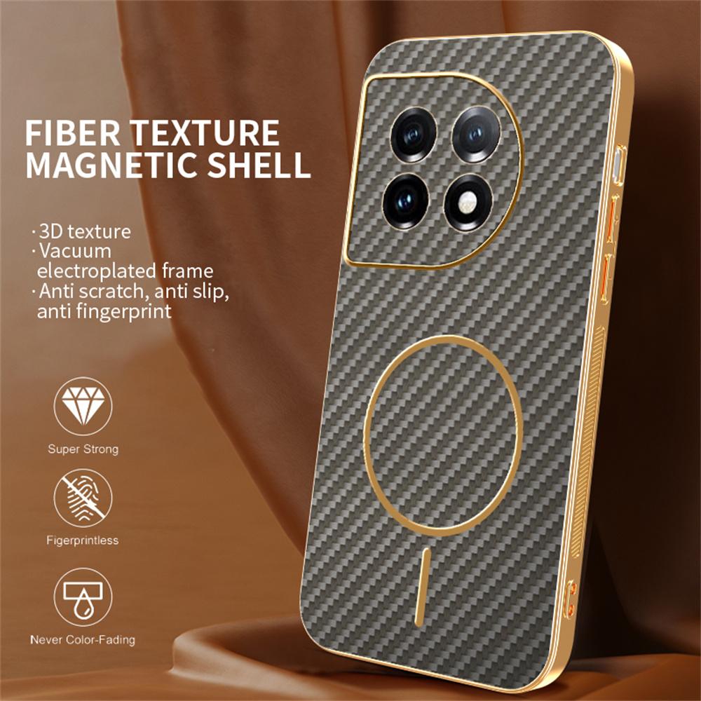 For OnePlus 11 5G/11 Pro 5G Phone Case Carbon Fiber Textured Electroplated TPU Back Cover