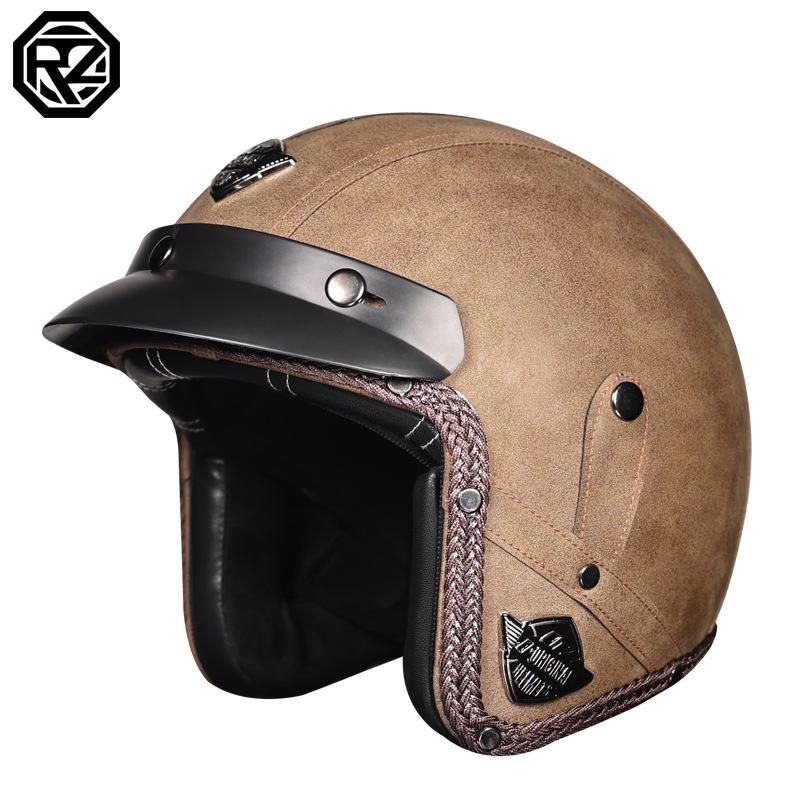 3C Certified Vintage Prince Cruising Motorcycle Three-quarters Helmet Half Helmet Scalps Helmet Leather Helmet Safety Four Seasons