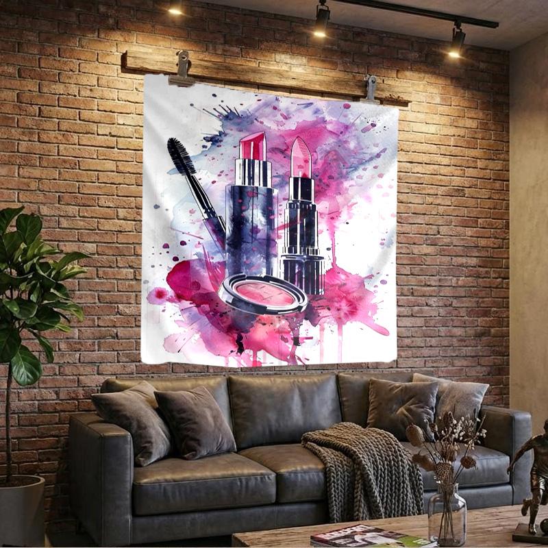 Colorful Lipstick Collection Printed Tapestry, Wall Hanging,Livingroom, dormitory, Large Wall Decor, Fabric Decor Fan Birthday Gifts