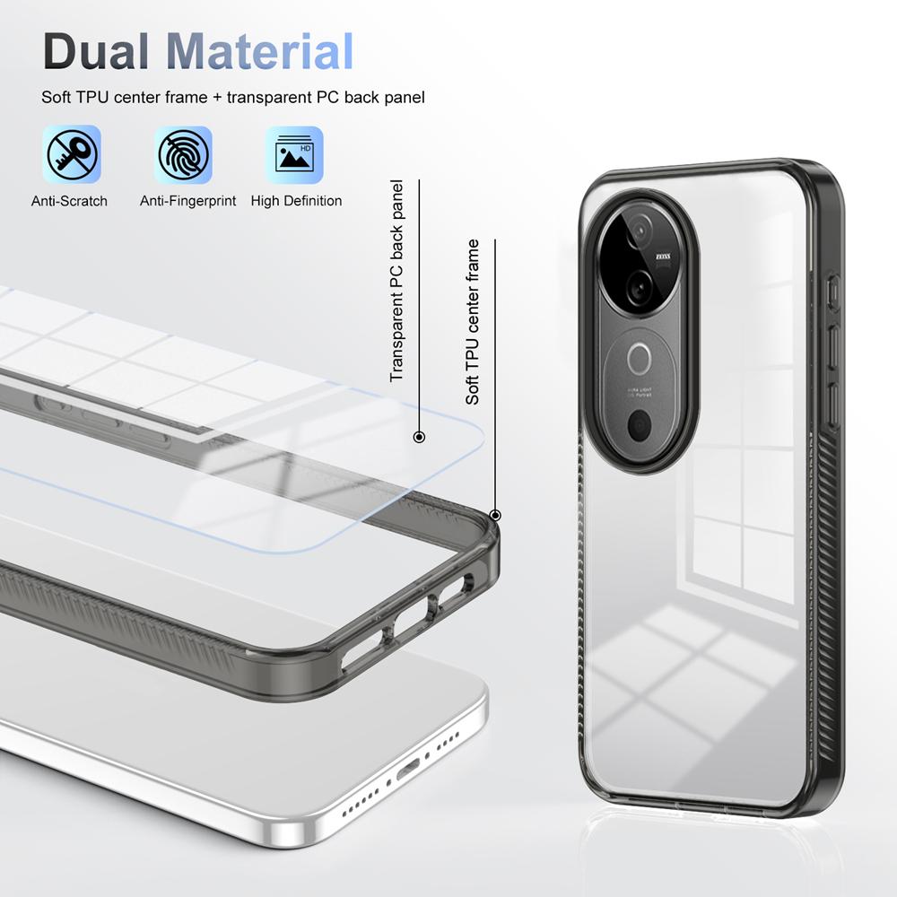 KEYSION Transparent Phone Case for VIVO V40 Pro 5G V40 Soft TPU+PC Anti-slip HD Clear Shockproof Phone Back Cover for VIVO V40 5G