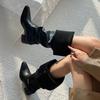 Eilyken Winter Punk Style Women Knee-High Boots Designer Square Heels Buckle Strap Shoes Ladies Booties