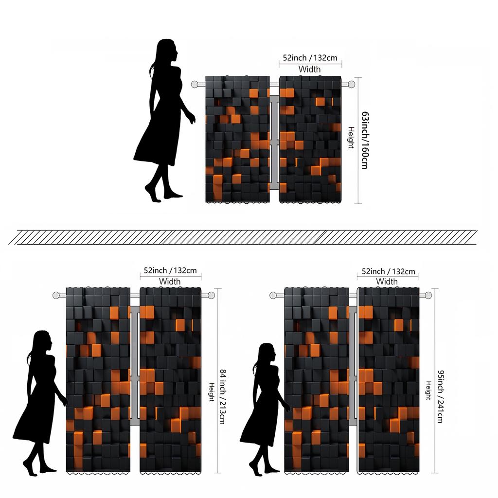 Piece Hd Digital Black Tie Solid Wood Mosaic Curtain Home Decoration Style Living Room Bedroom Through Rod For Sitting Made Of Polyester