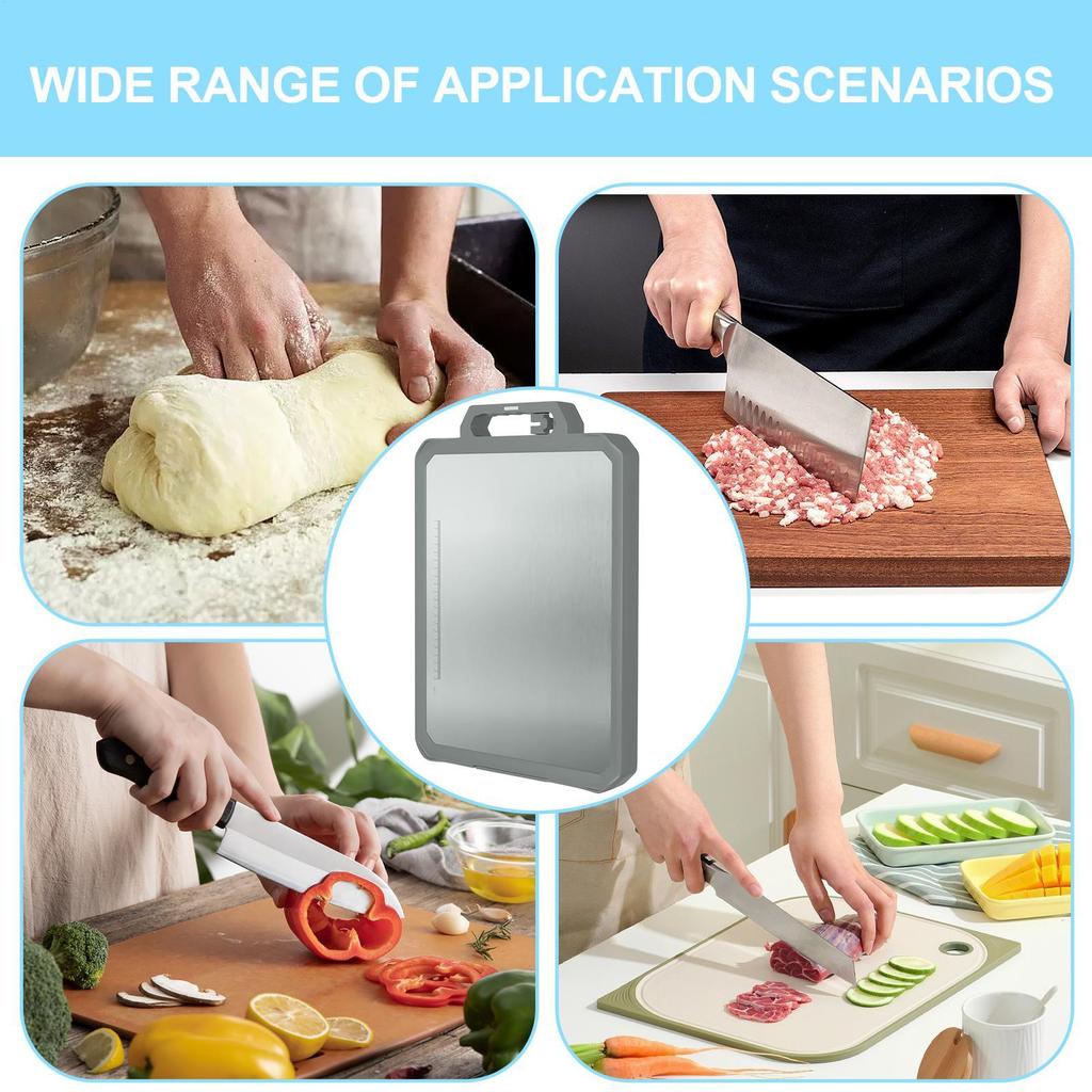 Stainless Steel Cutting Board Double Sided Meat Board Non-Slip Food Grade Mat For Vegetable Prep BBQ Restaurant Baking Outdoor