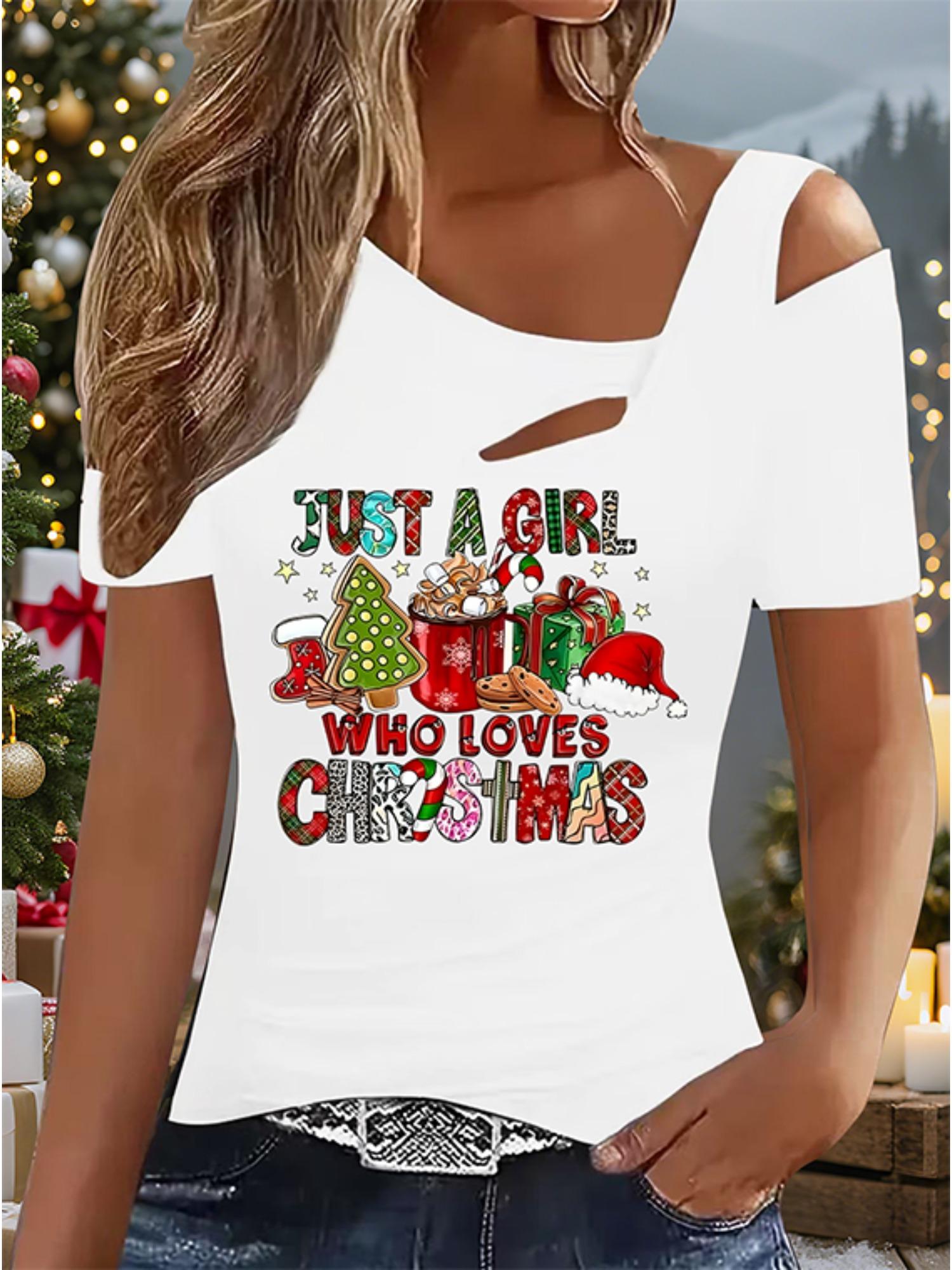 

Женский Новый Повседневный Топ Рождество Хэллоуин Рождественский Подарок Топы Рубашка Блузка XXL белый