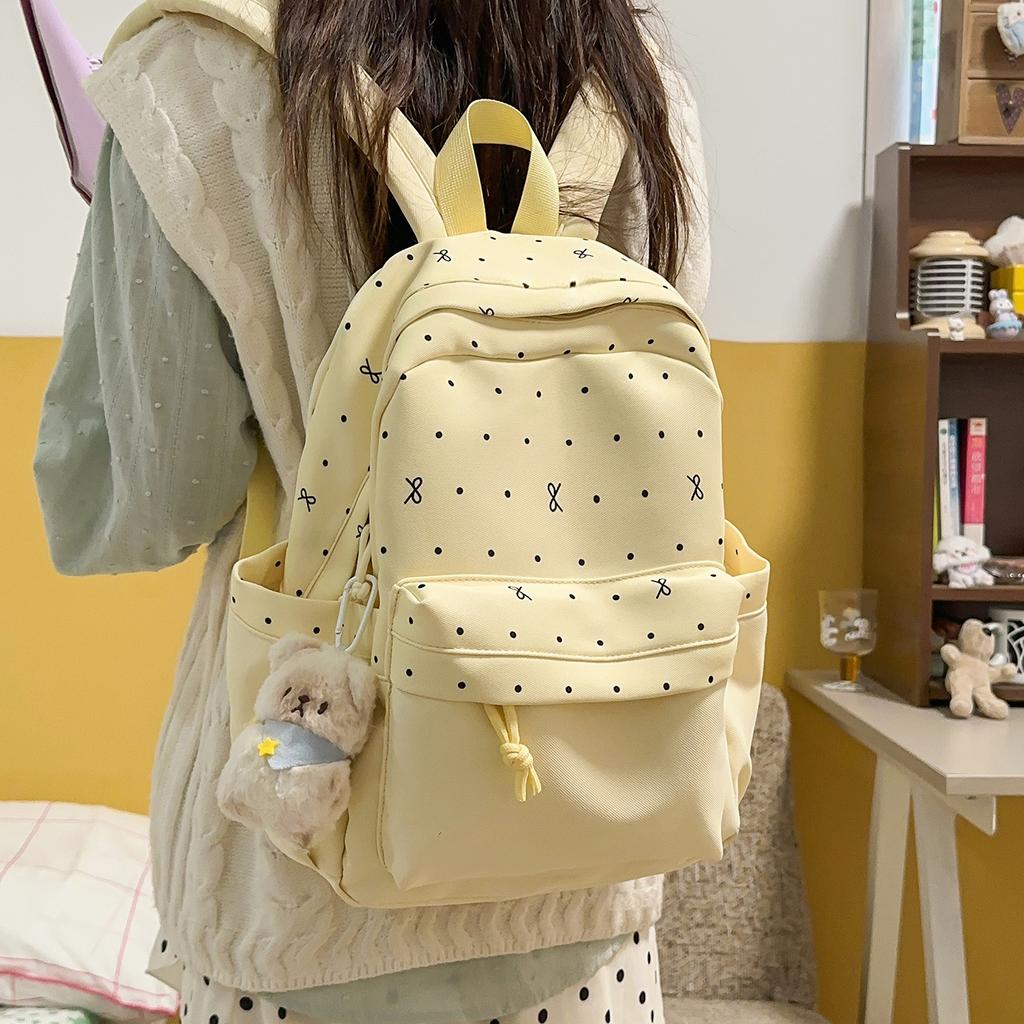 Schoolbag girly heart atmosphere polka dot bow versatile high value backpack female student schoolbag commuting simple backpack