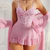 Women's lingerie nightgown sexy lace perspective seduction nightdress lace suspender set