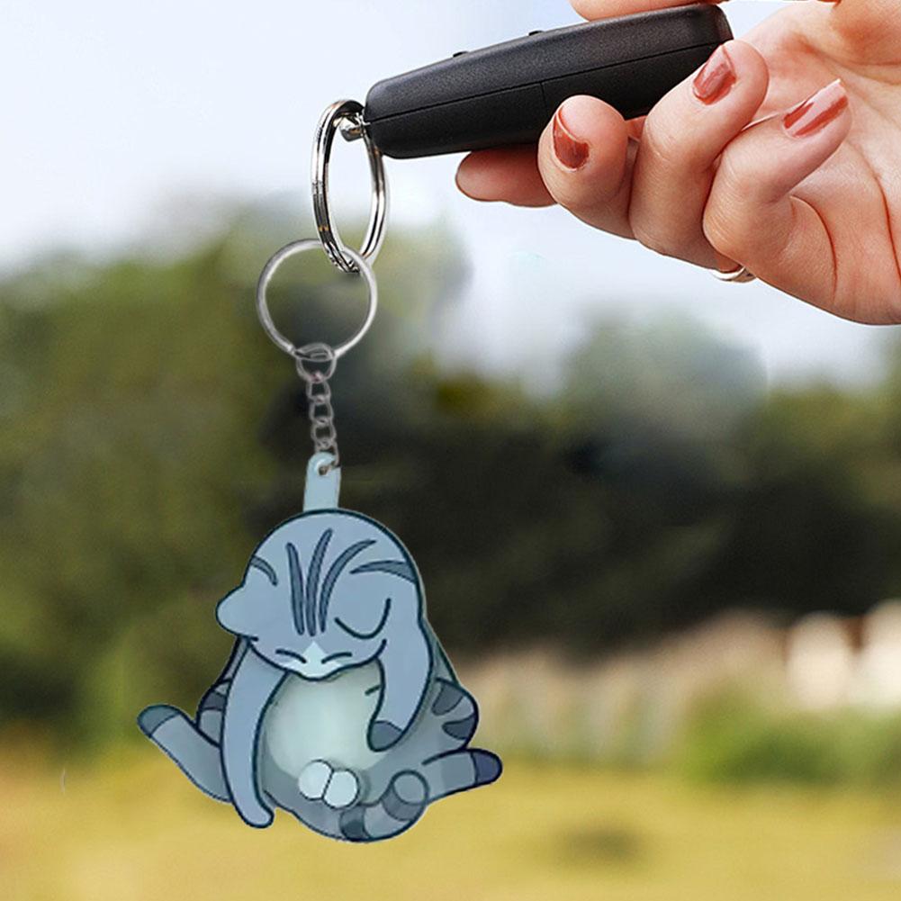 Playful Cat Interactive Keychain, Funny Wiggling Cat Kitten Moving Pendant Bag Charm, Rotatable Acrylic Bag Pendant Keyring Gift