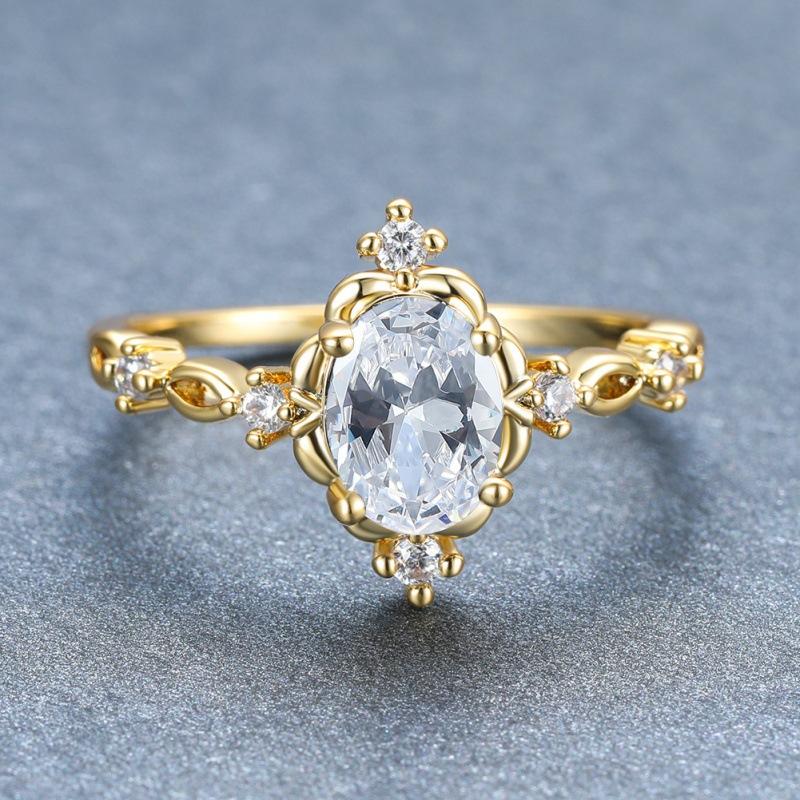 Cut Square Rainbow White Fire Opal Rings for Women Gold Color Horse Eye Zircon Charm Leaf Wedding Bands Party Jewelry