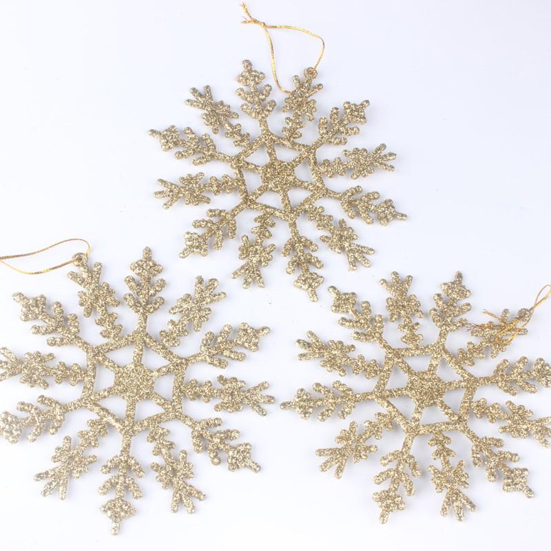 Charmants Ornements Flocon de Neige en Plastique 12 cm Pour Décorations d'Arbre de Noël en Or Rouge Argent Rose et Blanc