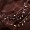 Double Layer Leaves Charm Anklet Foot Chain Summer Women Sandal Ankle Bracelet