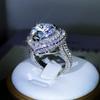 Silver Romantic Female Heart-shaped Austrian Crystal Big White Zircon Wedding Rings For Women Valentine's Day S