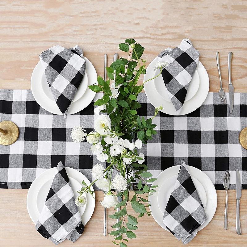 Set of 6 Plaid Red Black Christmas Napkins 15.7X15.7Inches Washable Reusable for Holiday Christmas Party Table Setting Decor