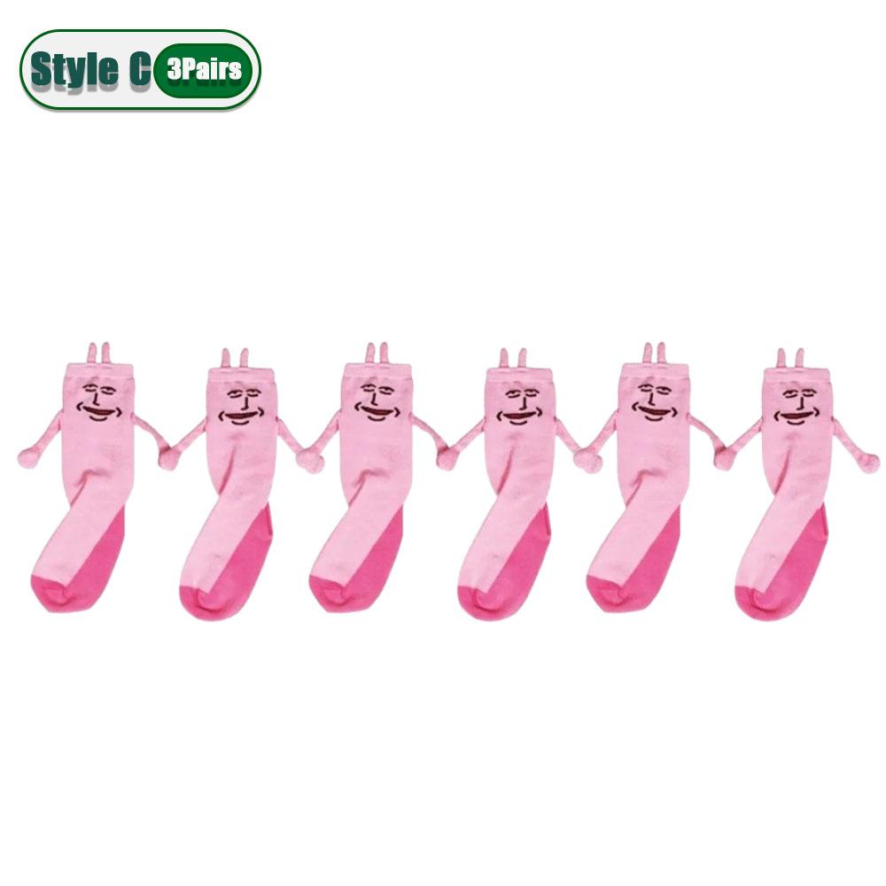 1-20Pairs Pink Bunny Magnetic Hand Holding Socks Funny Halloween Party Socks Winter Socks Pregnant Women Birthday Christmas Gift