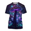 Ανδρικό μπλουζάκι Psychedelic Mushroom 3D Print Forest με στρογγυλή λαιμόκοψη κοντομάνικο φυτά Γραφικό μπλουζάκι μόδας Casual μπλουζάκια unisex