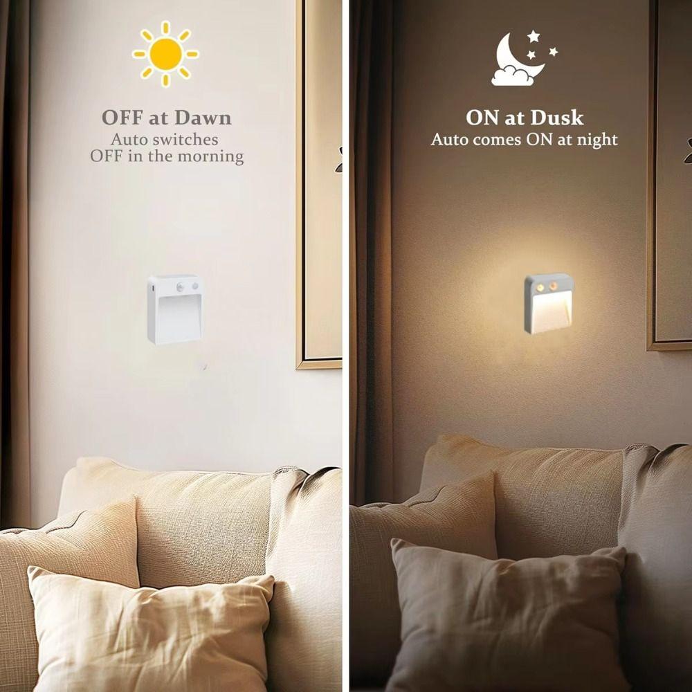 Battery Powered LED Night Light Automatic Light Sensor Light Bedside Lamp Baby Kids Bedside