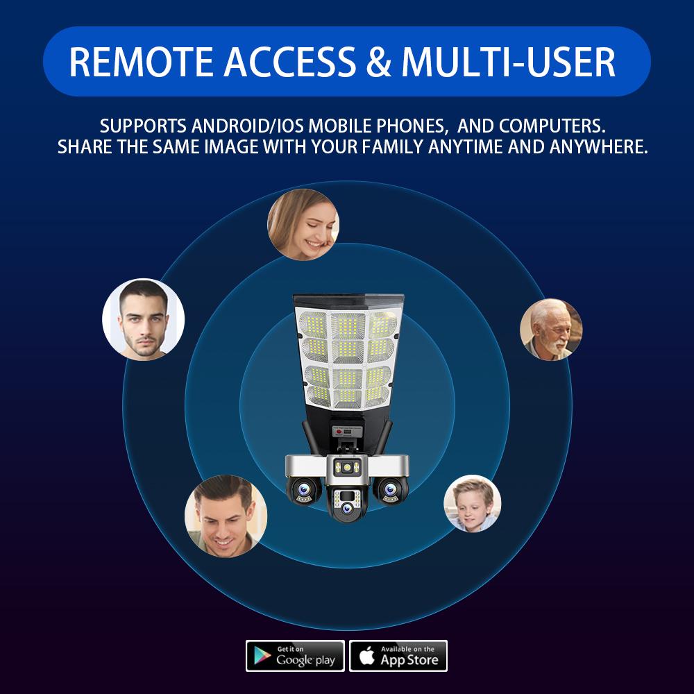 Streetlight & Surveillance Combined, Solar Charging, Multi-functional All-in-one Machine, Smart Lighting, High-definition Triple-lens Network Camera