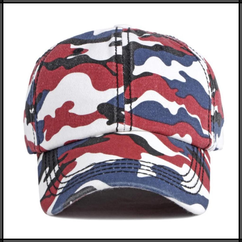Camouflage Cap Hat for Outdoor Mountain CA872 [White Fang] Activities, Climbing, Walking, Fishing, Golf, Women, Men, (Red)