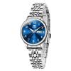 Analog Quartz Watch with Date and Day Popular for Women and Blue Silver and Stainless Steel Blue Women's Display, Waterproof, Stylish, Business,