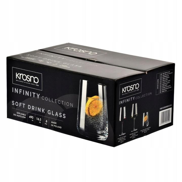 Szklanki Infinity Krosno 6X490Ml Do Wody Napojów Whisky Drinków