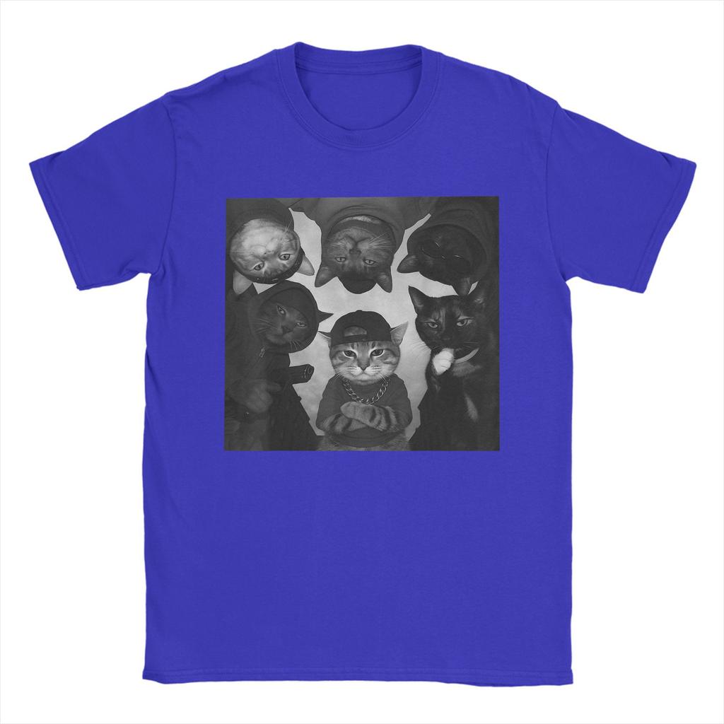 Funny Cat Meme Vintage Thug Gang T-Shirt  Harajuku T-Shirts Short Sleeve Y2K Casual Tops Summer Cotton Crewneck Oversized Tees
