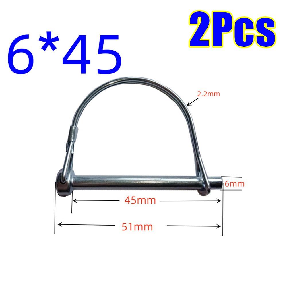 

2Pcs Galvanized Locking Pins Carbon Steel Ring Split Buckle Pin Durable Tubular Folding Pin 2Pcs 6x45mm