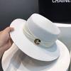 Flat top straw hat women's summer outing seaside sunshade sunscreen sun hat new straw temperament top hat