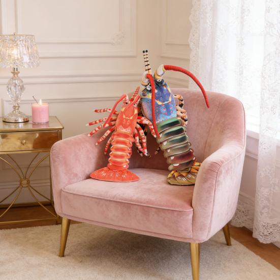 Realistic Australian Crayfish Plush Toy 3D Lobster Stuffed Animal Pillow Soft Hugging Cushion for Kids Adults