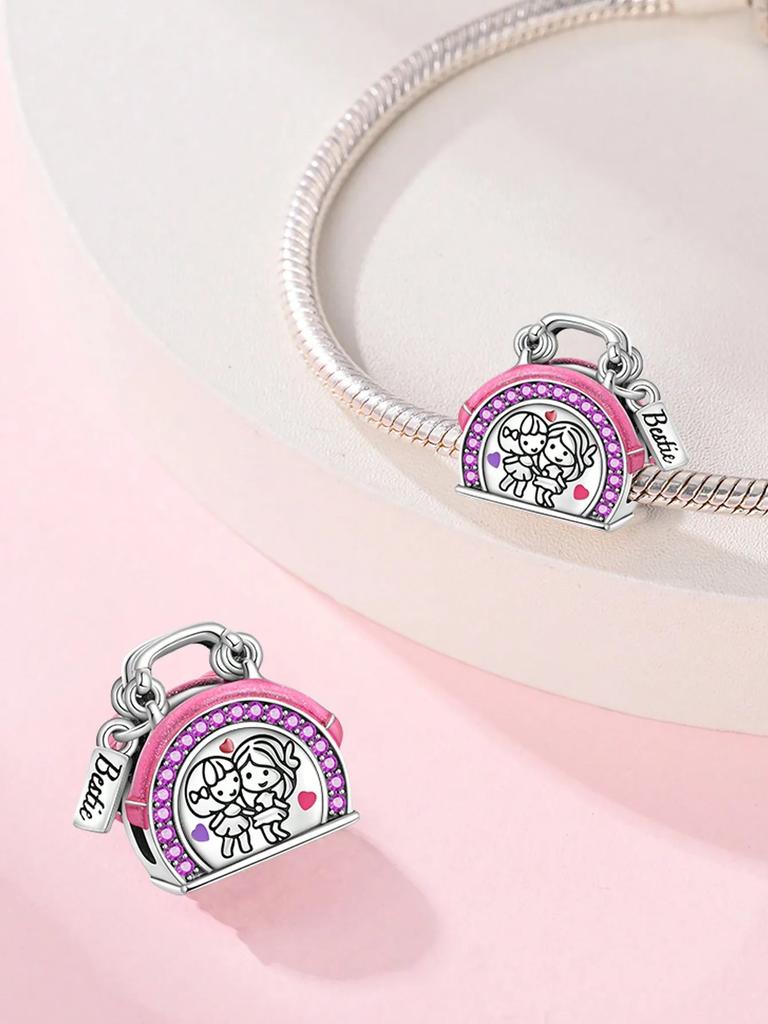 Charm Copper Colors Pink Heart Friendship Bag Bead For Original Bracelet Diy Beads Charms Jewellery Making Gift For Women Styfne